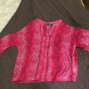 Woman’s hot pink sheer snake graphic top size XL